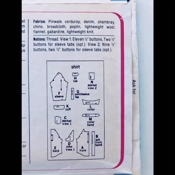 TG 70s Sewing pattern for men’s shirt size 40 chest medium - Picture 4 of 15